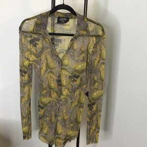 Jean Paul Gaultier MAILLE Green and Brown Paisley Sheer Shirt
